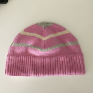 Vtg Y2K Gap Beanie Hat Teen Womens OS Pink Striped 100% Lambswool Lined